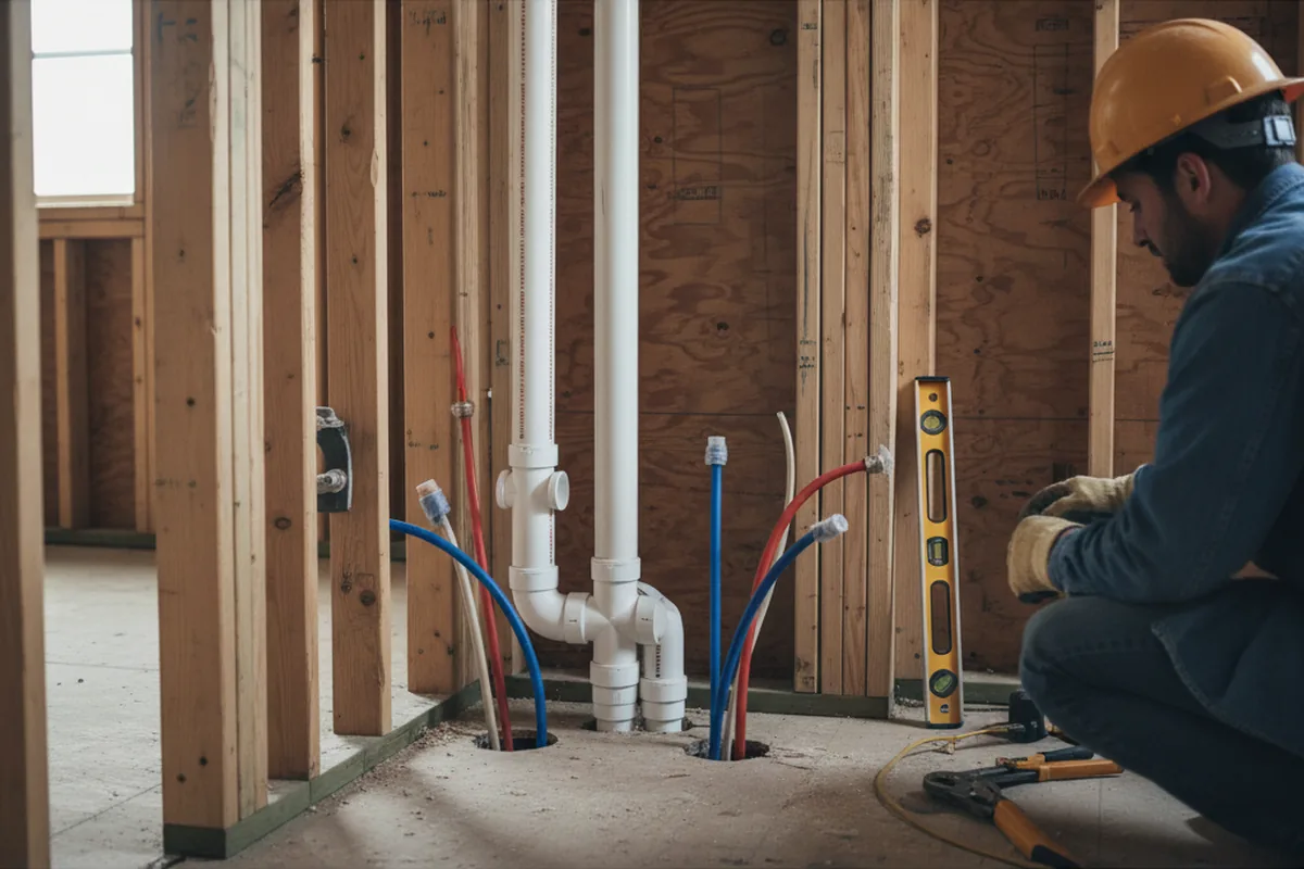 Drain and supply rough-in during Garbage Disposal Repair in Riner